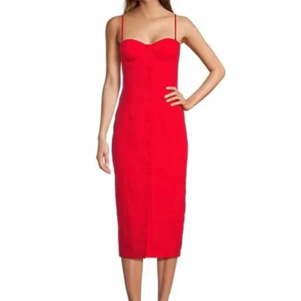 Antonio Melani Stretch Linen Sweetheart Neck Sleeveless Dress - Size 2